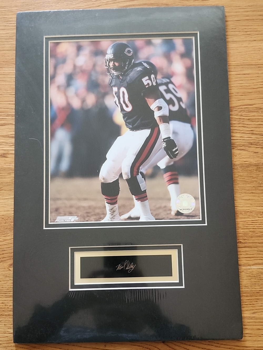 NFL Chicago Bears #50 Singletary Framed Sports Photo - Black Matted Display